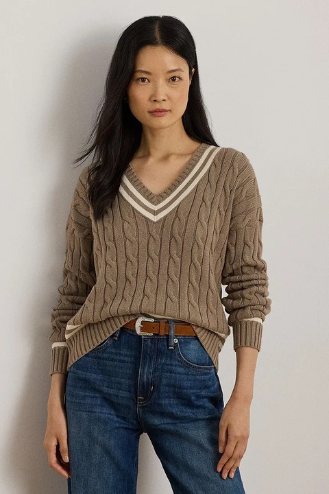 Lauren Ralph Lauren sweter bawełniany damski kolor beżowy 200979662 - zdjęcie produktu nr 1