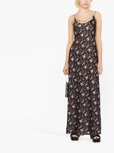 Rabanne floral-print chain-link maxi dress - Black - zdjęcie produktu nr 1