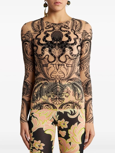 ETRO flocked sheer top - Neutrals - zdjęcie produktu nr 2