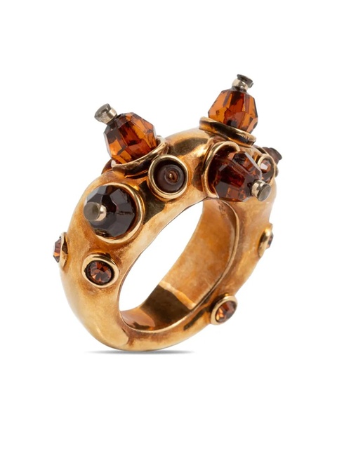 DRIES VAN NOTEN stone-embellished brass ring - Gold - zdjęcie produktu nr 1