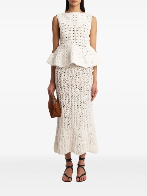 KHAITE Yuka crochet peplum top - White - zdjęcie produktu nr 2