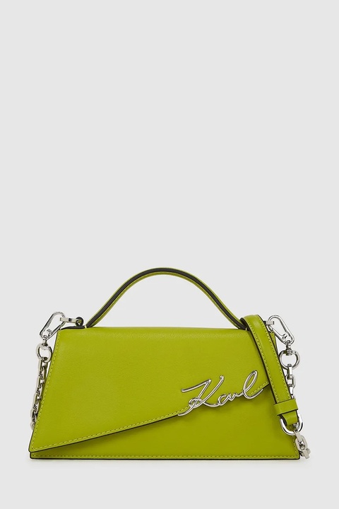Karl Lagerfeld torebka skórzana K/SIGNATURE kolor zielony A1W30458 - zdjęcie produktu nr 1