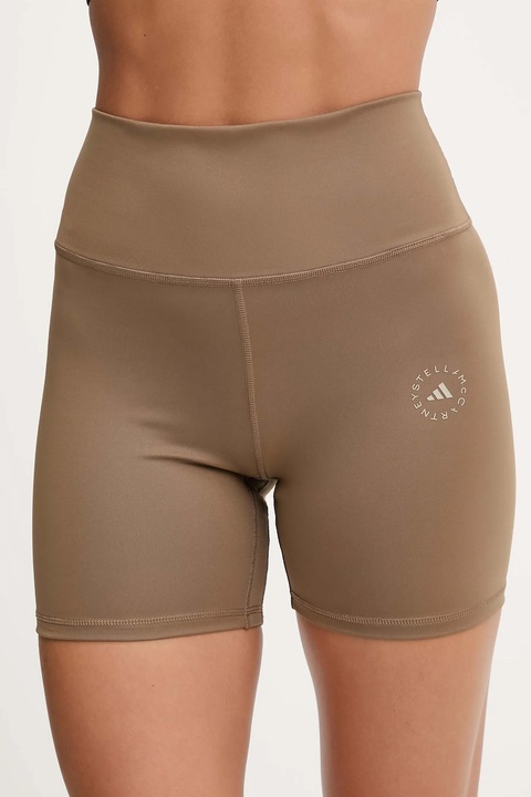 adidas by Stella McCartney szorty do jogi damskie kolor brązowy gładkie high waist KA0631 - zdjęcie produktu nr 1