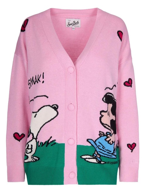 MC2 Saint Barth heart-graphic V-neck cardigan - Pink - zdjęcie produktu nr 1