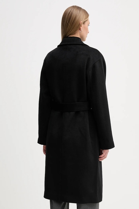 Dkny płaszcz wełniany kolor czarny przejściowy dwurzędowy DLEMWS16 - zdjęcie produktu nr 2