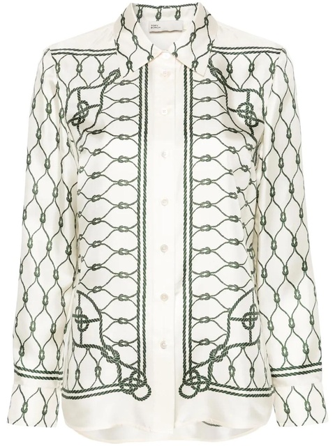 Tory Burch knot-print silk shirt - Neutrals - zdjęcie produktu nr 1
