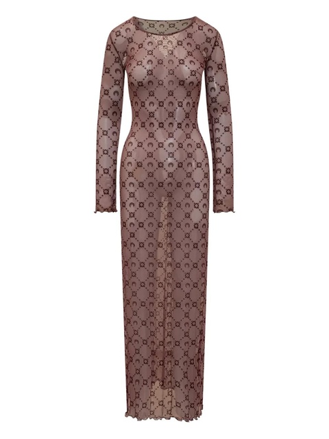 Marine Serre monogram long-sleeve maxi dress - Purple - zdjęcie produktu nr 2