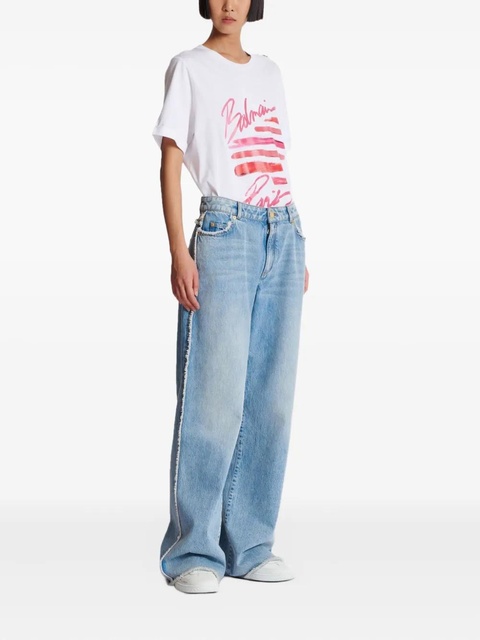 Balmain frayed-trim straight-leg jeans - Blue - zdjęcie produktu nr 2