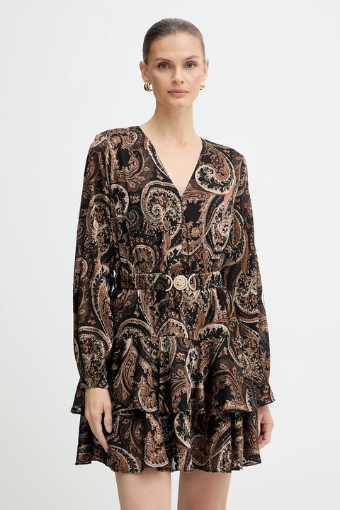 Guess sukienka CLARISSE kolor brązowy mini rozkloszowana W5BK53 W2770 - zdjęcie produktu nr 1