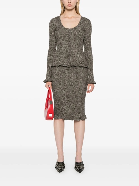 Blumarine mélange ruffled ribbed cardigan - Neutrals - zdjęcie produktu nr 1