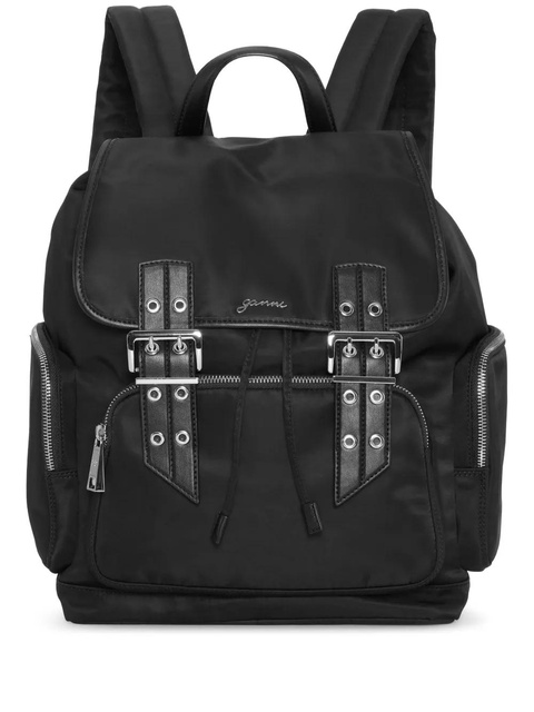 GANNI logo-plaque backpack - Black - zdjęcie produktu nr 1