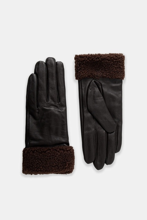 Answear.LAB rękawiczki skórzane damskie kolor brązowy - zdjęcie produktu nr 1