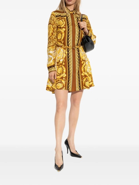 Versace silk belted mini shirt dress - Yellow - zdjęcie produktu nr 2