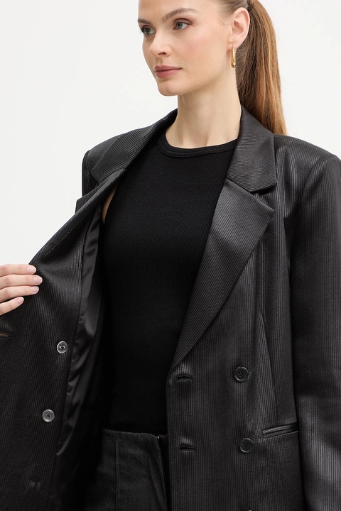 Guess marynarka JEMMA kolor czarny dwurzędowa wzorzysta W5BN83 WH9B0 - zdjęcie produktu nr 1