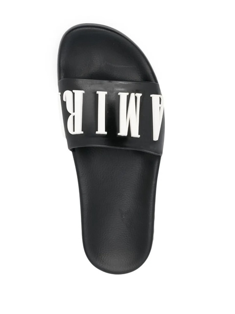 AMIRI logo-embossed faux-leather slides - Black - zdjęcie produktu nr 2