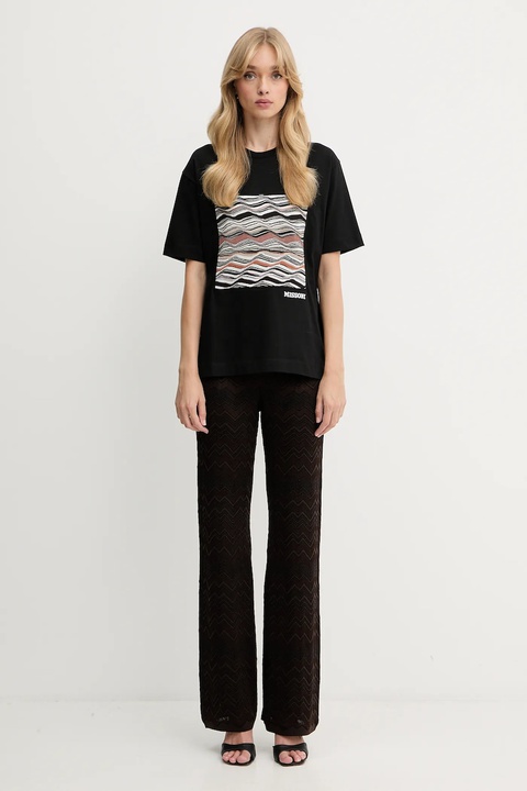 Missoni t-shirt bawełniany damski kolor czarny DS25WL06.BJ00PJ - zdjęcie produktu nr 1