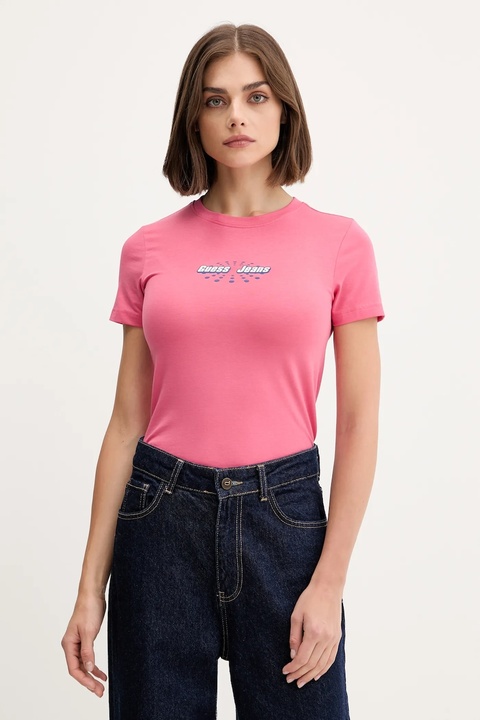 Guess Jeans t-shirt damski kolor różowy W5YI04 J1314 - zdjęcie produktu nr 1