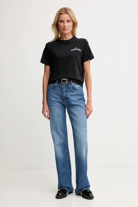 Calvin Klein Jeans t-shirt bawełniany damski kolor czarny LV047D882G - zdjęcie produktu nr 2