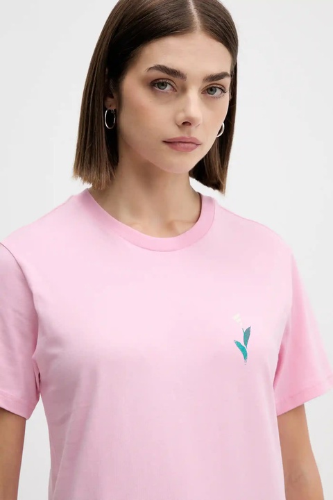 adidas t-shirt bawełniany House of Tiro damski kolor różowy JV8524 - zdjęcie produktu nr 2