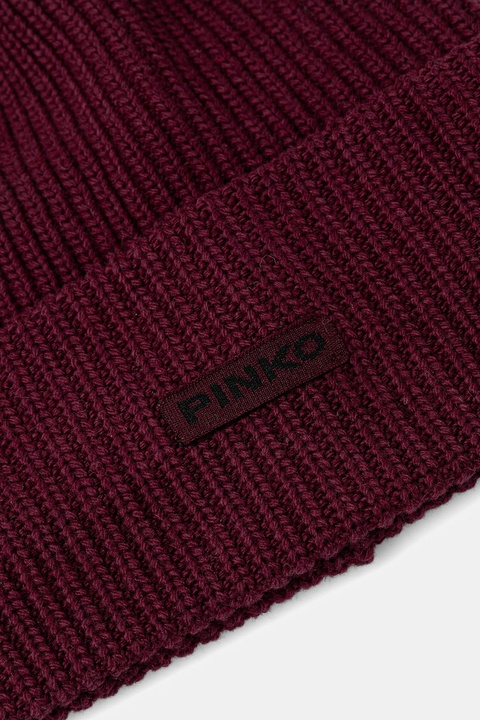 Pinko czapka z dodatkiem wełny kolor bordowy 105993 A2Z4 - zdjęcie produktu nr 2