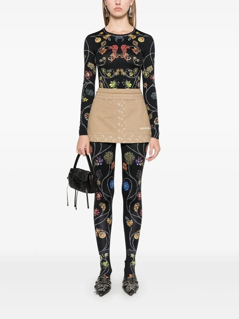 Marine Serre Moon-jacquard mini skirt - Brown - zdjęcie produktu nr 1