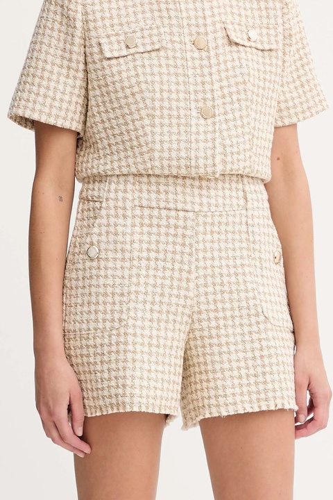 Morgan szorty damskie kolor beżowy wzorzyste high waist SHAV.F - zdjęcie produktu nr 1
