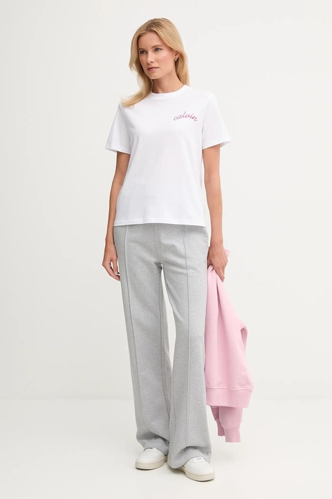 Calvin Klein Jeans t-shirt bawełniany damski kolor biały LV047D882G - zdjęcie produktu nr 1