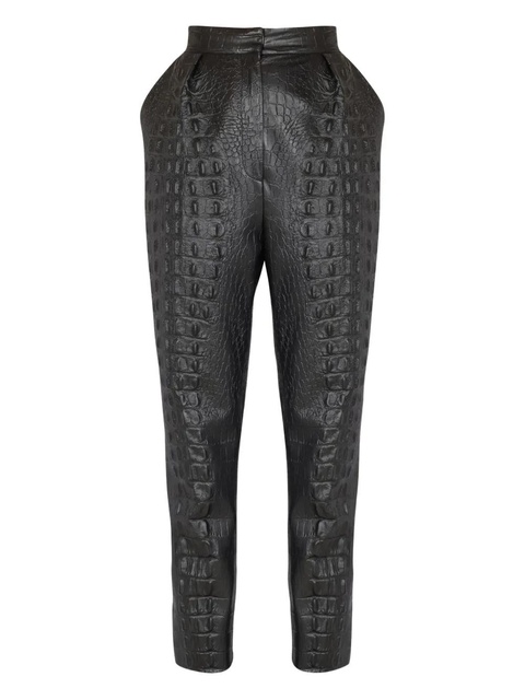 Balmain crocodile-effect embossed high-waisted trousers - Black - zdjęcie produktu nr 1