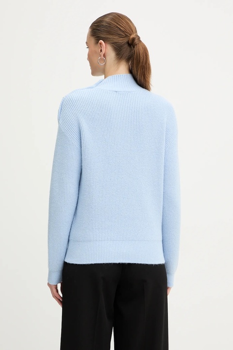 Morgan sweter z domieszką wełny MSTORI damski kolor niebieski z półgolfem MSTORI - zdjęcie produktu nr 2