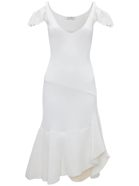 JW Anderson cold-shoulder ruffled dress - White - zdjęcie produktu nr 1