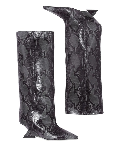 The Attico 65mm snakeskin-print boots - Black - zdjęcie produktu nr 1