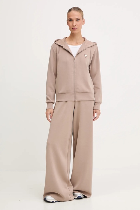 Guess bluza OLYMPE damska kolor beżowy z kapturem gładka V4YQ06 KCAY2 - zdjęcie produktu nr 2