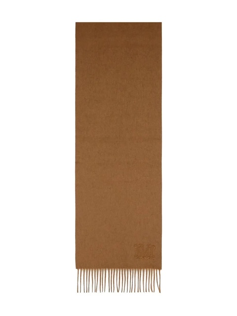 Max Mara embroidered-monogram fringe scarf - Brown - zdjęcie produktu nr 1