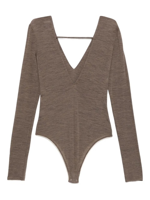Alysi V-neck long-sleeve bodysuit - Brown - zdjęcie produktu nr 2
