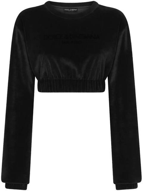 Dolce & Gabbana logo-embroidered cropped sweatshirt - Black - zdjęcie produktu nr 1