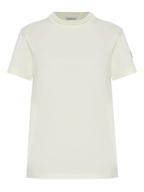 Moncler crochet-detail cotton T-shirt - White - zdjęcie produktu nr 1