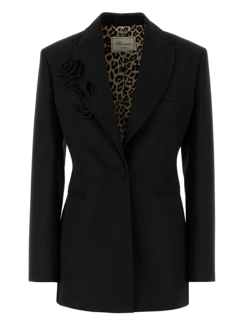 Blumarine rose-embellished wool blazer - Black - zdjęcie produktu nr 2