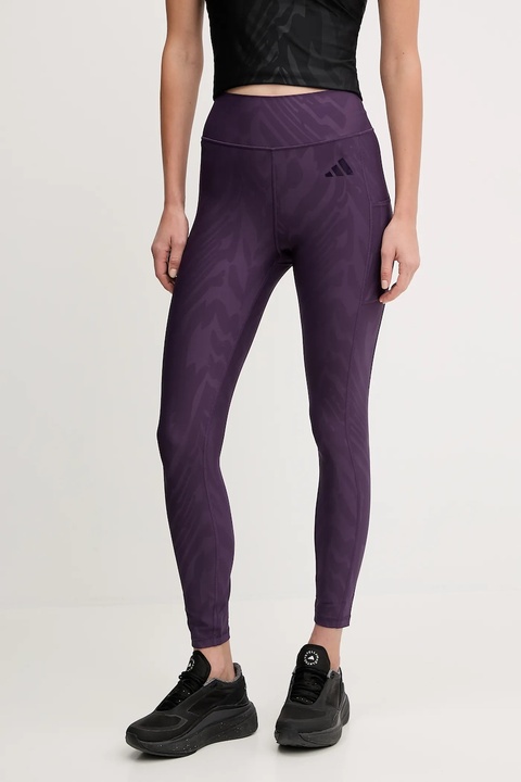 adidas Performance legginsy treningowe Optime damskie kolor fioletowy z nadrukiem JX3126 - zdjęcie produktu nr 1