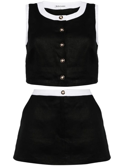 Reformation Roxy linen two-piece set - Black - zdjęcie produktu nr 1