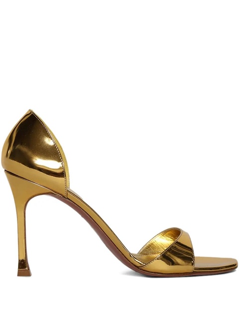 Amina Muaddi 95mm Agnese metallic open-toe sandals - Gold - zdjęcie produktu nr 1