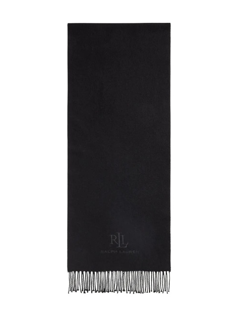 Lauren Ralph Lauren logo-embroidered fringed scarf - Black - zdjęcie produktu nr 1