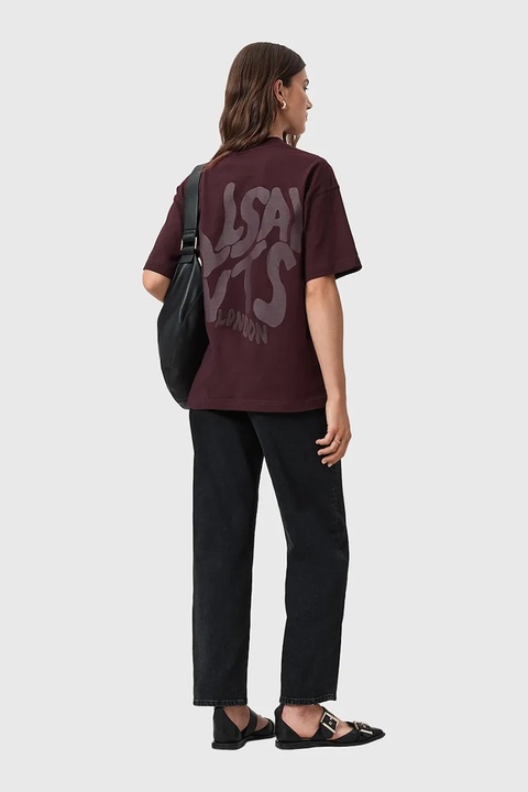 AllSaints t-shirt bawełniany damski kolor brązowy W181JD - zdjęcie produktu nr 2