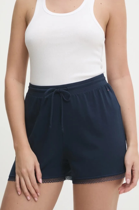 Tommy Hilfiger szorty damskie kolor granatowy gładkie medium waist UW0UW05798 - zdjęcie produktu nr 1