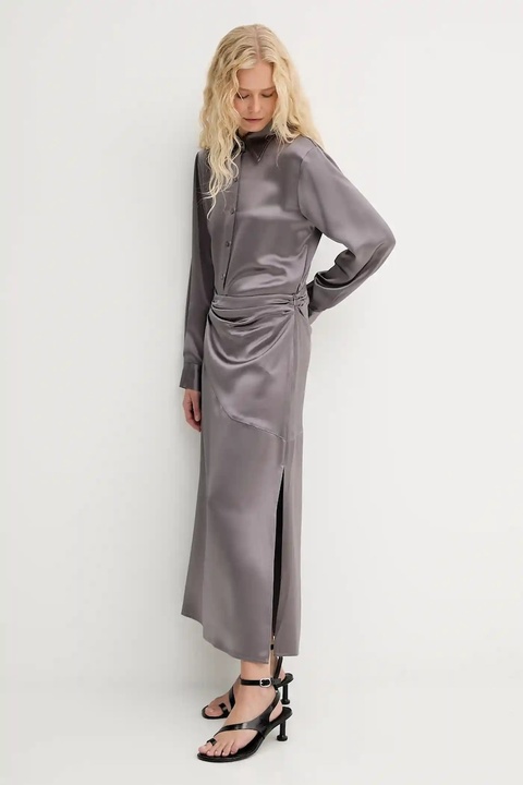 ISABELLE BLANCHE sukienka kolor szary maxi prosta IS25FW-A101-T008 - zdjęcie produktu nr 2