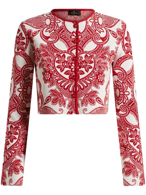 ETRO two-tone cropped cardigan - Red - zdjęcie produktu nr 1
