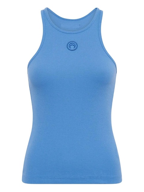 Marine Serre logo ribbed-jersey tank top - Blue - zdjęcie produktu nr 1