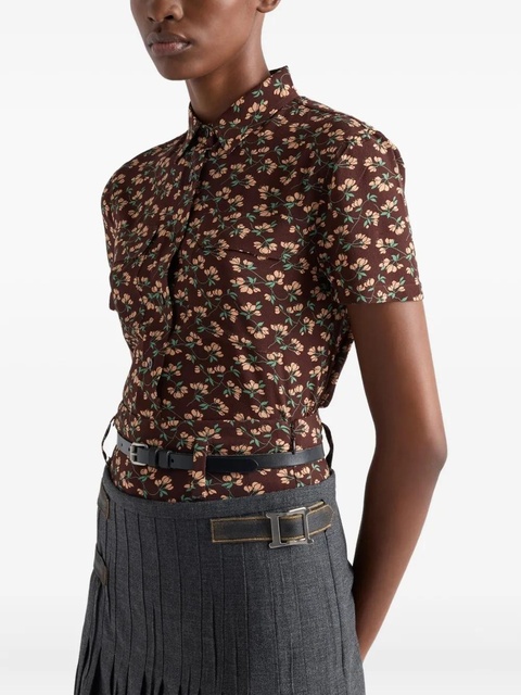 Prada floral-pattern patch-pocket shirt - Brown - zdjęcie produktu nr 2