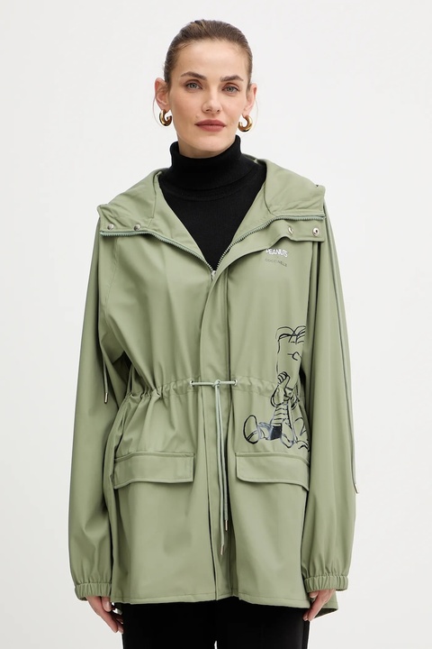 Coccinelle parka przeciwdeszczowa PEANUTS kolor zielony przejściowa E7.T1E.72.01.01 - zdjęcie produktu nr 1