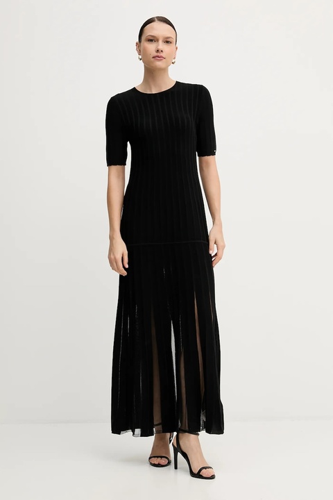 Tommy Hilfiger sukienka kolor czarny maxi rozkloszowana WW0WW47675 - zdjęcie produktu nr 1