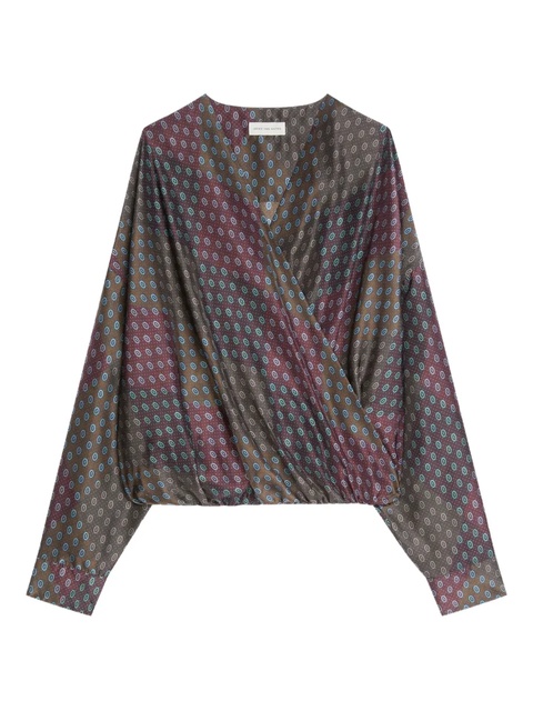 DRIES VAN NOTEN paisley-print draped top - Brown - zdjęcie produktu nr 1